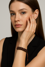 Smoky Quartz 6mm Double Row Macrame Natural Stone Bracelet