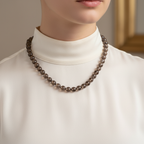 Dumanlı Kuvars 8 mm Düğümlü Doğal Taş Kolye