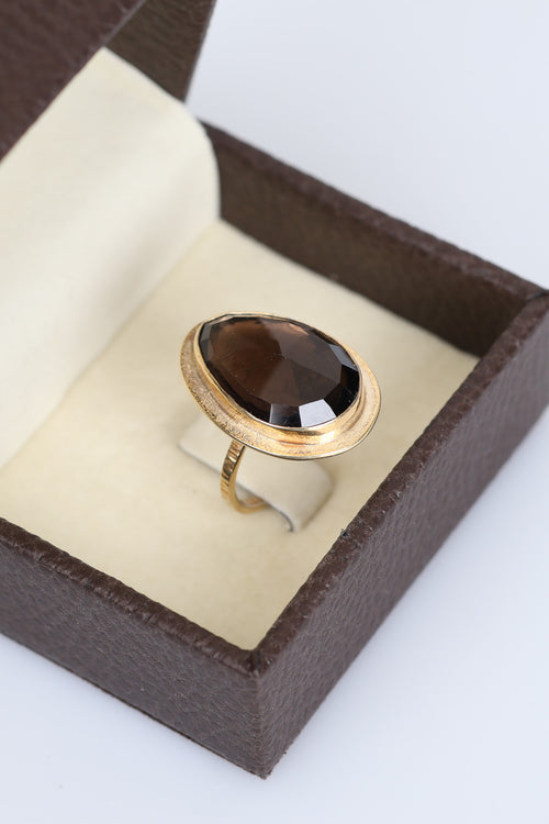 Dumanlı Kuvars Doğal Taş 925 Ayar Gümüş Yüzük