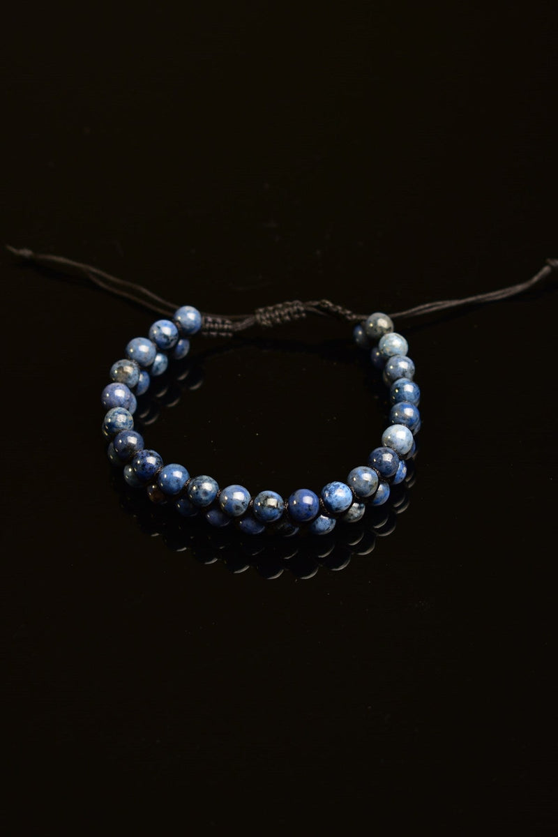 Dumortierit Doğal Taş Çift Sıra Makrome  Bileklik 6 mm - Görsel 5 - Safnaturel