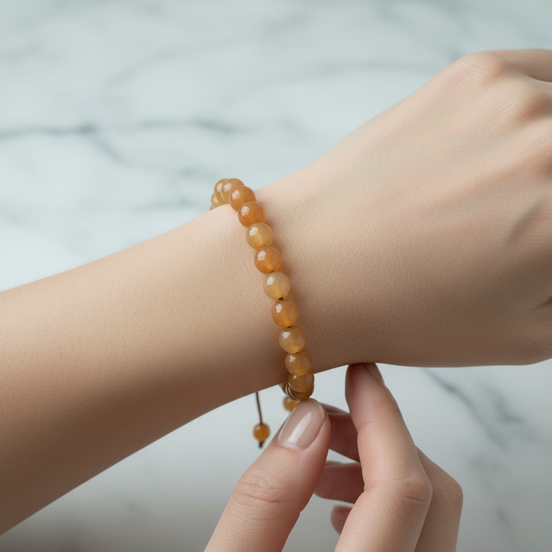 Turuncu Aventurin 8 mm Merdiven Kapama Doğal Taş Bileklik – El İşçiliği - Görsel 2 - Safnaturel