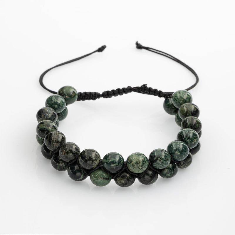 Yeşil Kanbaba Jasper 8mm Çift Sıra Makrome Doğal Taş Bileklik