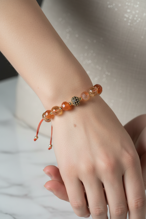 Akik ve Sitrin Doğal Taş Bileklik – Unisex Şık Tasarım