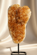 Citrine Natural Stone Raw Piece with Stand | Bright Yellow Crystal Collection and Decorative Natural Stone 
