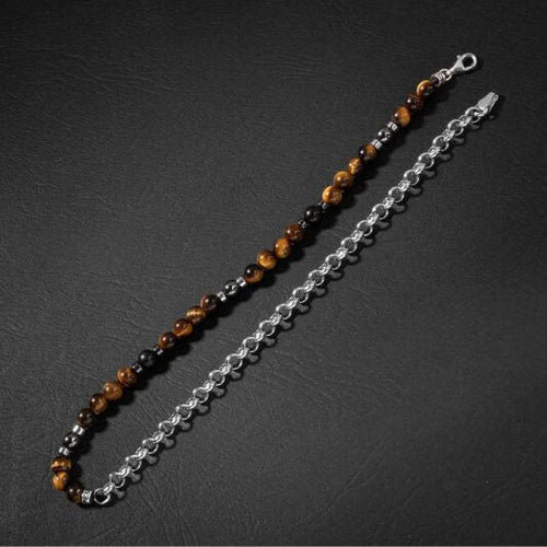 Erkek Bilekliği Kaplan Gözü Hematit Doğal Taş Gümüş Bileklik