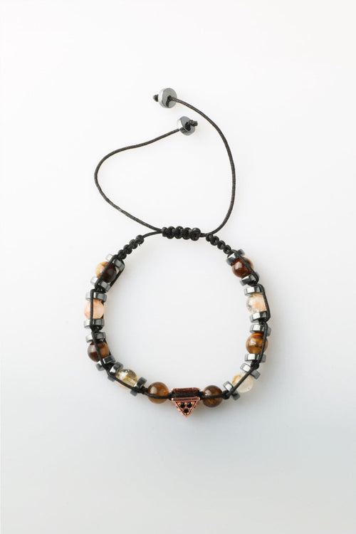 Erkek Bilekliği Kaplan Gözü-Sitrin-Hematit Doğal Taş Erkek Zirkon Bileklik