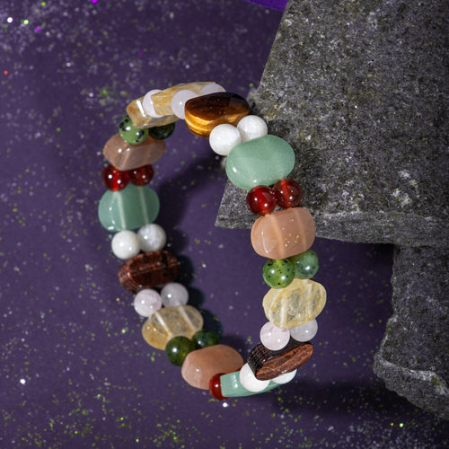 İkizler Burcu Bileklik Ay Taşı, Güneş Taşı, Kaplan Gözü, Pembe Kuvars, Sitrin, Yeşil Aventurin, Yeşim