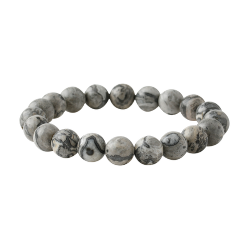 Gri Jasper 10mm Doğal Taş Bileklik