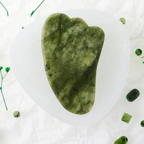 Yeşim Taşı Gua Sha Yüz Masaj Taşı Kaz Ayaklı