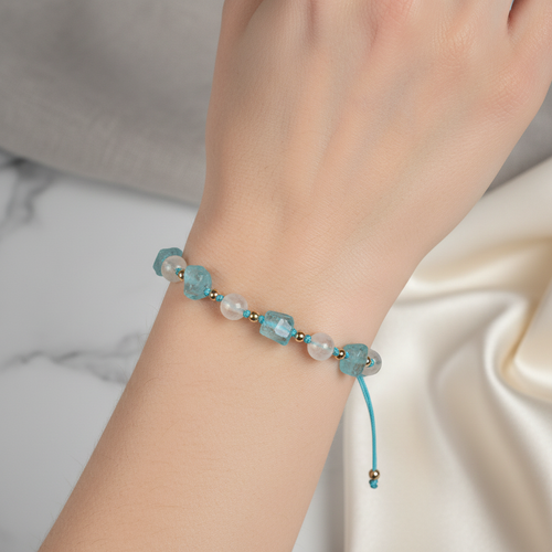 Apatit, Sitrin Naturel Doğal Taş Makrome Bileklik