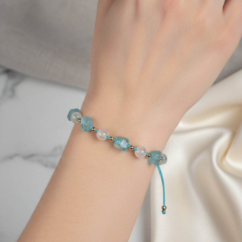 Apatit, Sitrin Naturel Doğal Taş Makrome Bileklik - Görsel 2 - Safnaturel