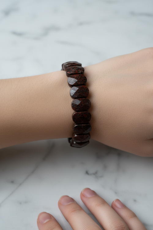 Dragon Jasper Doğal Taş Geniş Kesim Bileklik