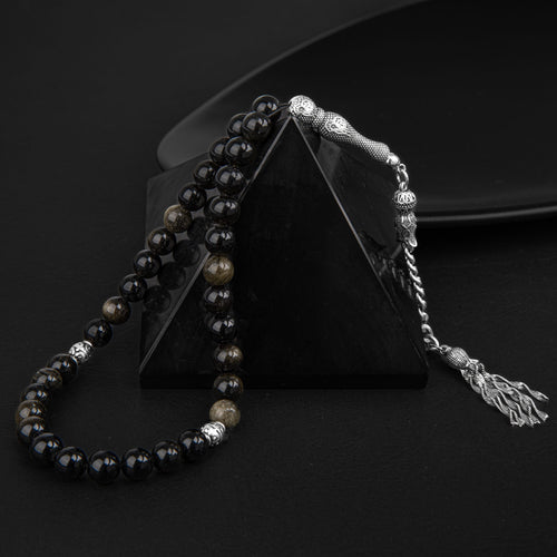 Golden Obsidyen Doğal Taş Tesbih 33lük - 8mm