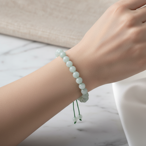 Yeşil Larimar 8 mm Merdiven Kapama Doğal Taş Bileklik – El İşçiliği - Görsel 1 - Safnaturel