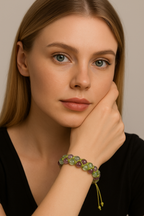 Fluorite 6mm Double Row Macrame Natural Stone Bracelet