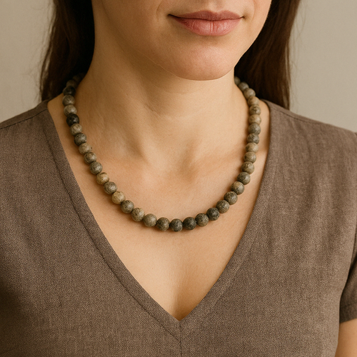Fossil Coral 8 mm Series Natural Stone Necklace