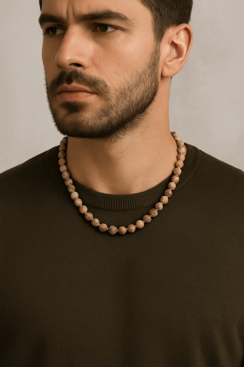 Fosil Mercan 8 mm Düğümlü Doğal Taş Kolye