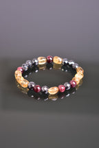 Garnet - Transformed Citrine - Hematite Natural Stone Bracelet 8 mm