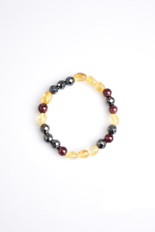 Garnet - Transformed Citrine - Hematite Natural Stone Bracelet 8 mm