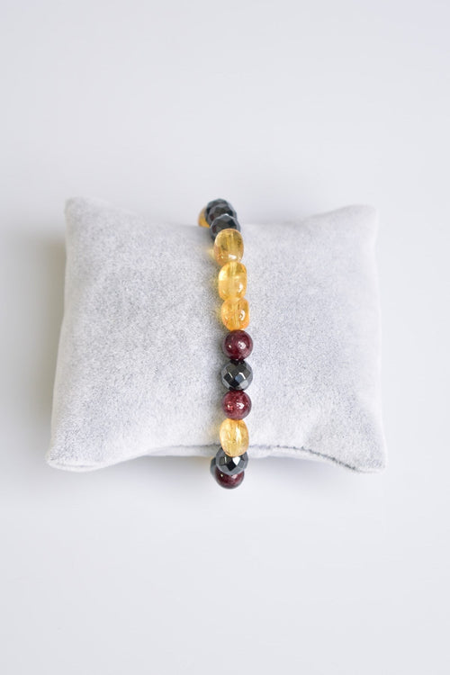 Garnet - Transformed Citrine - Hematite Natural Stone Bracelet 8 mm