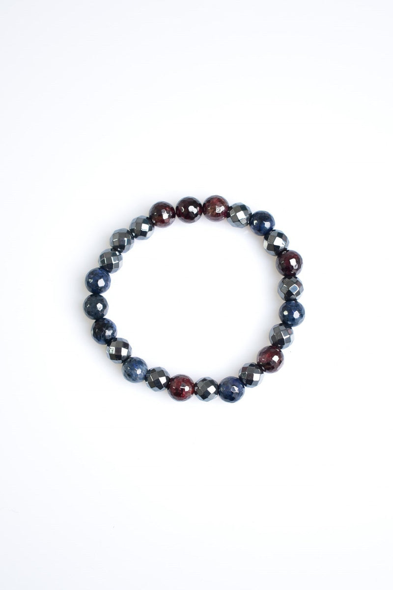 Garnet - Hematit - Dumortierit Doğal Taş Bileklik 8 mm - Görsel 5 - Safnaturel