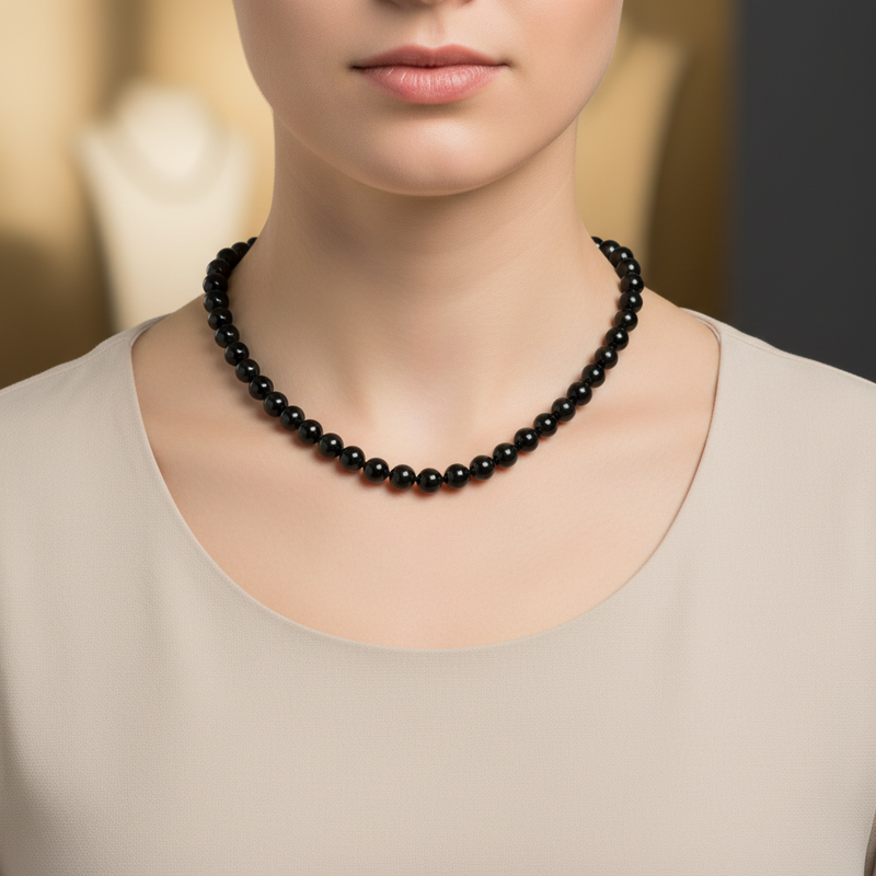 Golden Obsidyen 8 mm Düğümlü Doğal Taş Kolye - Görsel 1 - Safnaturel