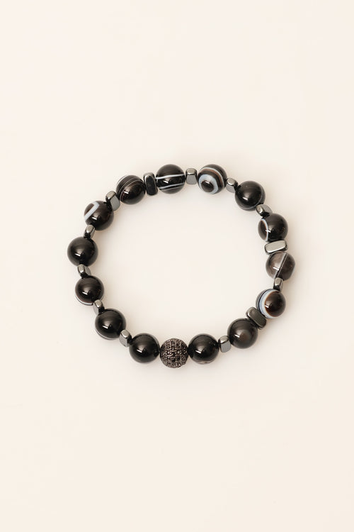 Göz Akik - Hematit 10 mm Doğal Taş Zirkon Aparatlı Bileklik