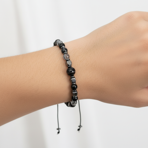 Göz Akik - Hematit Doğal Taş Makrome Bileklik