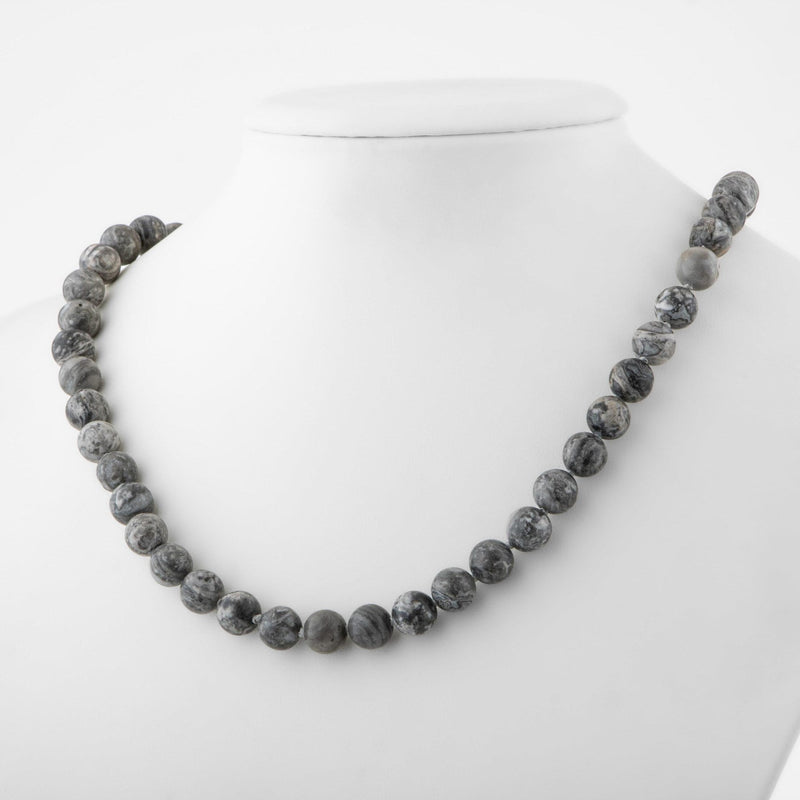Gri Jasper 8 mm Düğümlü Doğal Taş Kolye - Görsel 4 - Safnaturel
