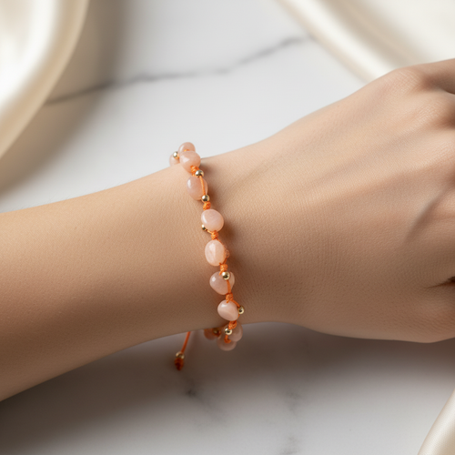 Güneş Taşı Doğal Taş Makrome Bileklik