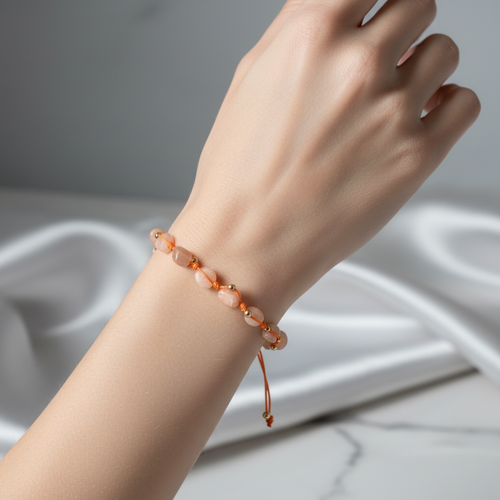 Güneş Taşı Doğal Taş Makrome Bileklik