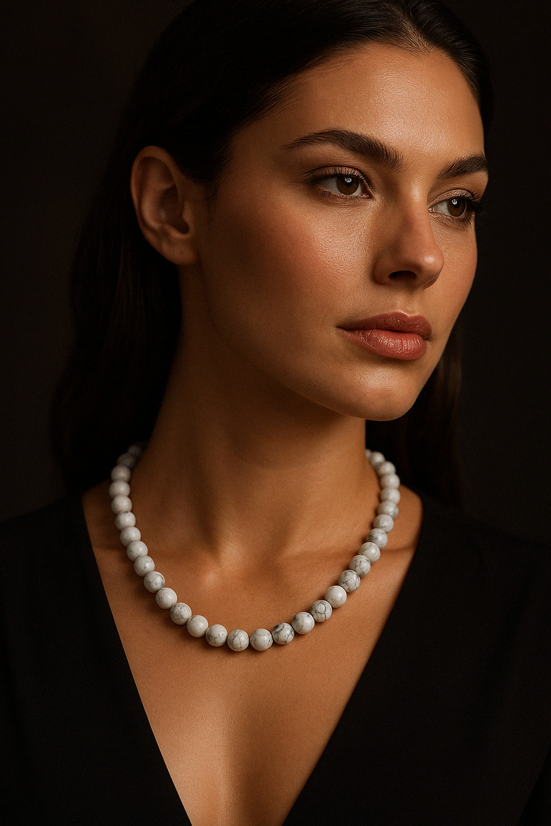Havlit 8 mm Dizi Doğal Taş Kolye - Görsel 1 - Safnaturel