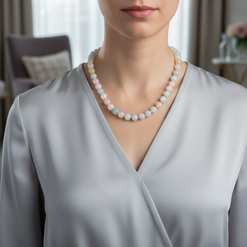 Helidor 6 mm Düğümlü Doğal Taş Kolye