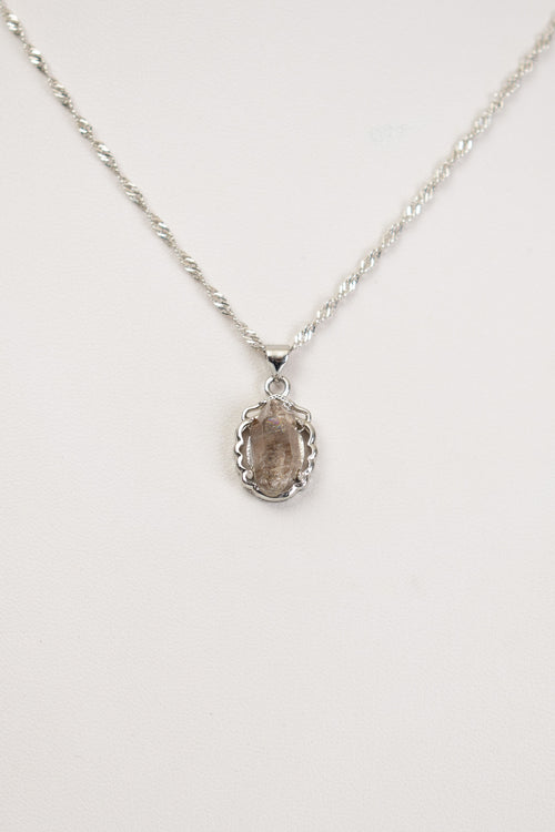 Herkimer Kuvars Doğal Taş 925 Ayar Gümüş Kolye