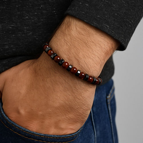 Hessonit - Hematite Natural Stone Men's Bracelet
