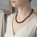 Hessonit Lal 8 mm Düğümlü Doğal Taş Kolye