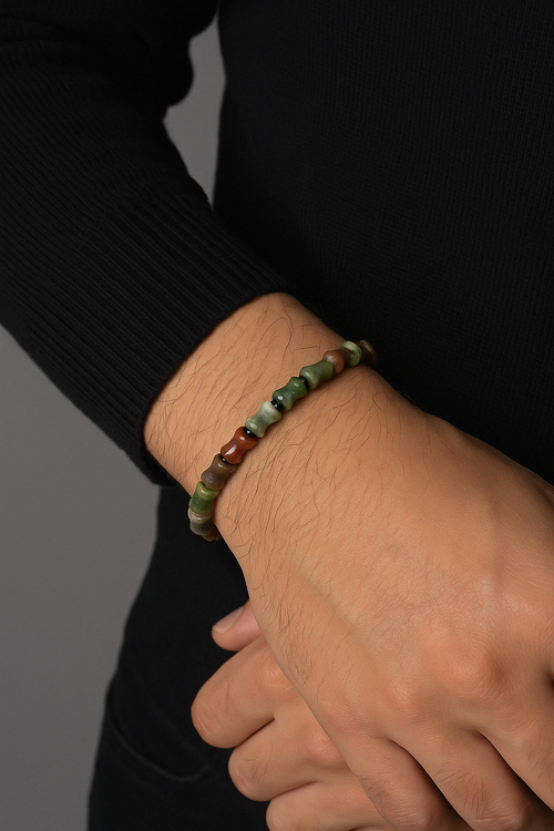 Indian Agate - Hematite Natural Stone Unisex Bracelet