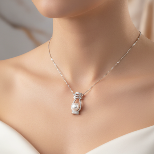 İnci Doğal Taş 925 Ayar Gümüş Kolye