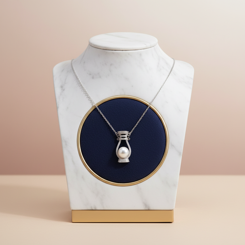 İnci Doğal Taş 925 Ayar Gümüş Kolye