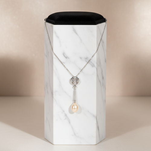 İnci Doğal Taş 925 Ayar Gümüş Kolye