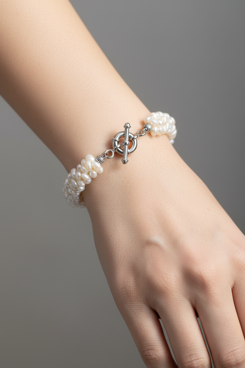 İnci Doğal Taş Burma Bileklik