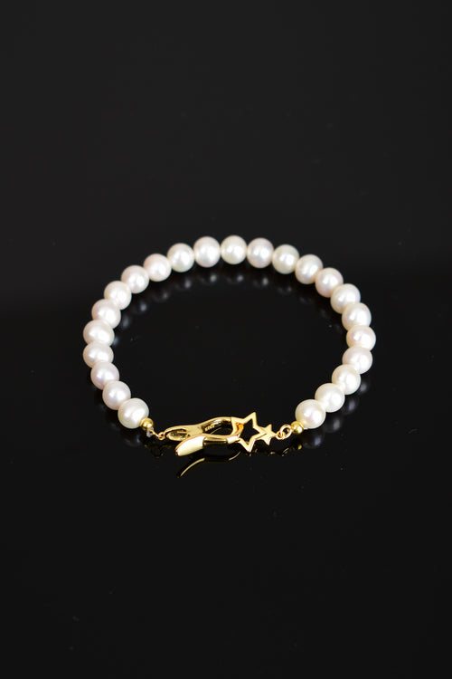 Pearl Natural Stone Silver Closure Design Bracelet