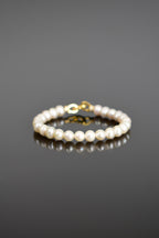 İnci Doğal Taş Gümüş Kapama Tasarım Bileklik