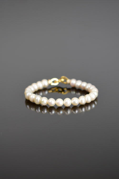 İnci Doğal Taş Gümüş Kapama Tasarım Bileklik