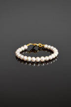 İnci Doğal Taş Gümüş Kapama Tasarım Bileklik