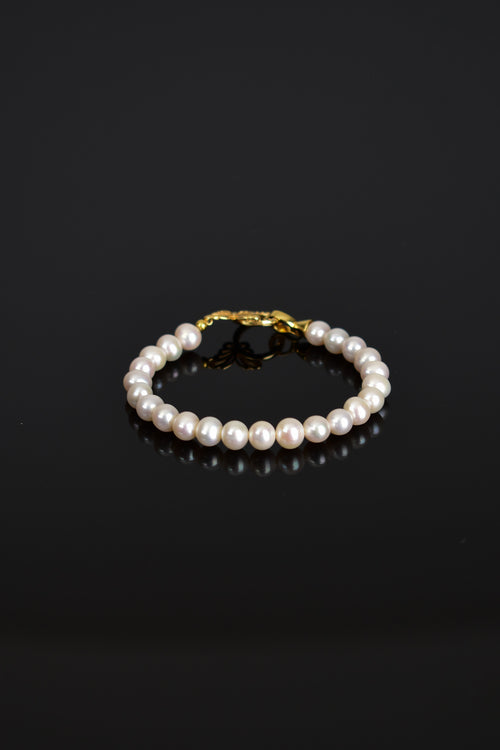 İnci Doğal Taş Gümüş Kapama Tasarım Bileklik