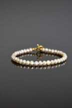 İnci Doğal Taş Gümüş Kapama Tasarım Bileklik