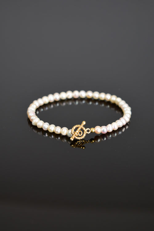 İnci Doğal Taş Gümüş Kapama Tasarım Bileklik