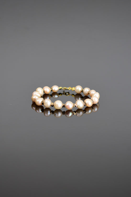 İnci Doğal Taş Gümüş Kapama Tasarım Bileklik