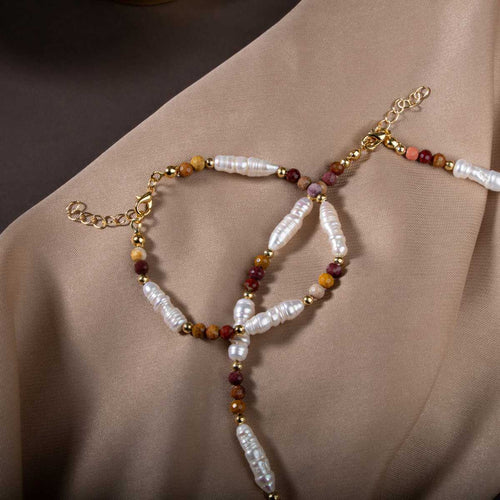 İnci-Jasper Doğal Taş Gümüş Takı Seti